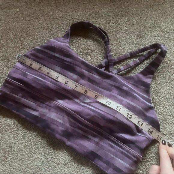 Lululemon Energy Bra *Long Line Shadowed Smoked Mullberry Purple Stripe size 8 - Picture 6 of 10